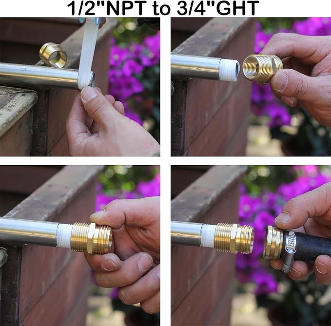 Garden Hose Connector Adapter, 3/4" GHT male and 3/4" NPT male Connectors - Image 3