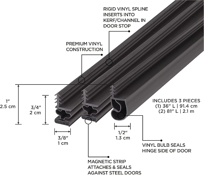 MD Building Vinyl Magnetic Strip Top and Sides Door Seal Kit - Image 2