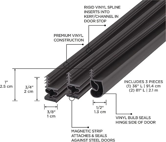 MD Building Vinyl Magnetic Strip Top and Sides Door Seal Kit - Image 5