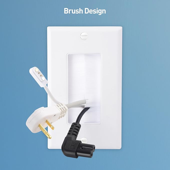 Cable Matters 2-Pack 1-Gang Cable Pass Through Brush Wall Plate, In-Wall Cable - Image 2