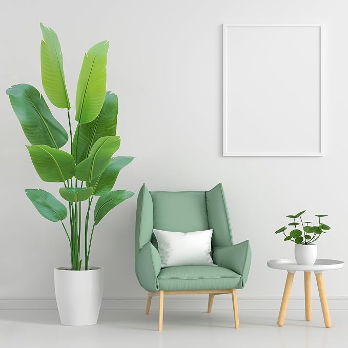 Bird of Paradise Plant Artificial 5ft, Faux Plants Indoor Tall by HZXGCP
