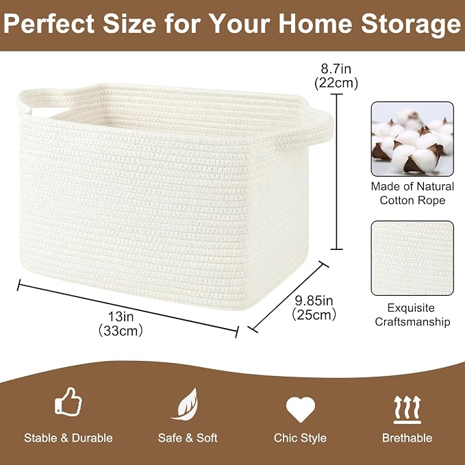 OIASKET Storage Basket for Organizing, Woven Baskets for Storage, Rectangle - Image 2