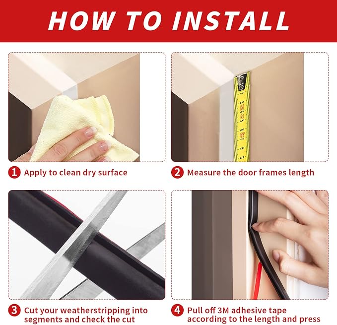 20 Feet Rubber Weather Stripping Door Seal Strip, Self-Adhesive Backing D-Shape - Image 5