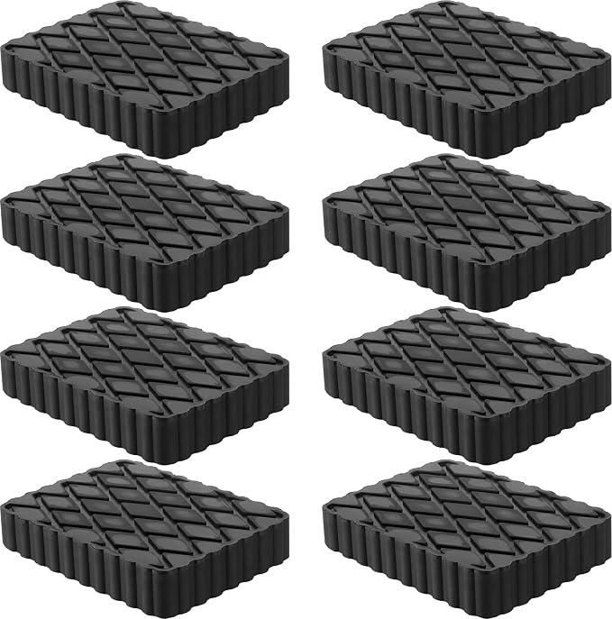 8 Pack Solid Rubber Auto Lift Pads, 6-1/3" x 4-3/4" x 1 | Anti-Skid Lift Block by Racewill