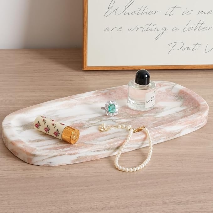 Natural Marble Tray for Bathroom Countertop, Vanity Tray for Decor, Marble - Image 3