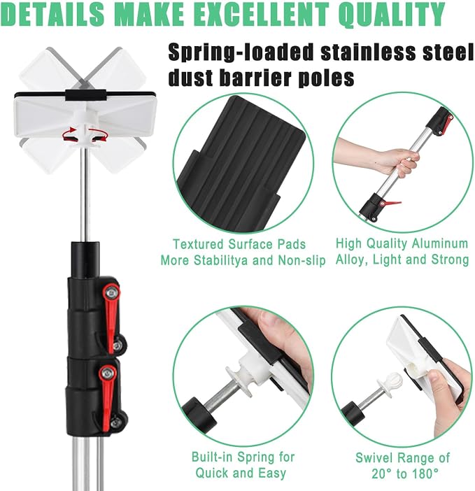 12FT Dust Barrier Poles 4 Pack - Image 4