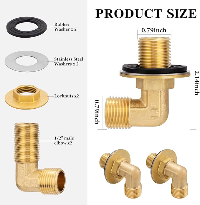 Wall Mount Commercial Faucet Installation kit, Brass 90 dergee backsplash Mount - Image 3