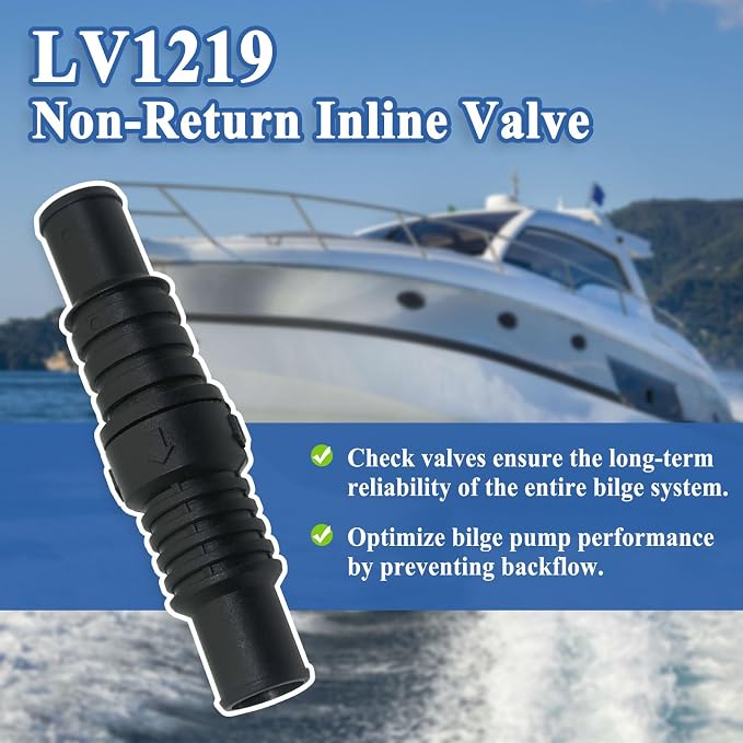 3 Pcs LV1219 Black Check Valve, 3/4" & 1", Prevents Water Backflow | Inline - Image 3