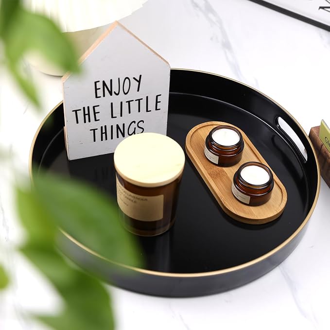 Black Round Decorative Tray - Image 2
