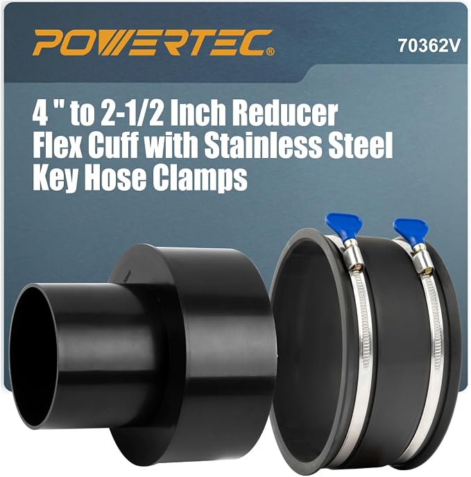 POWERTEC 70362V Dust Collection Reducer 6" OD to 4" OD by POWERTEC