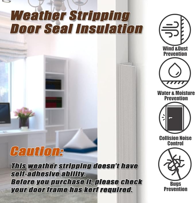 YZGJM Door Frame Kerf Non-Adhesive Weather Stripping Seal Strip PU Foam - Image 2
