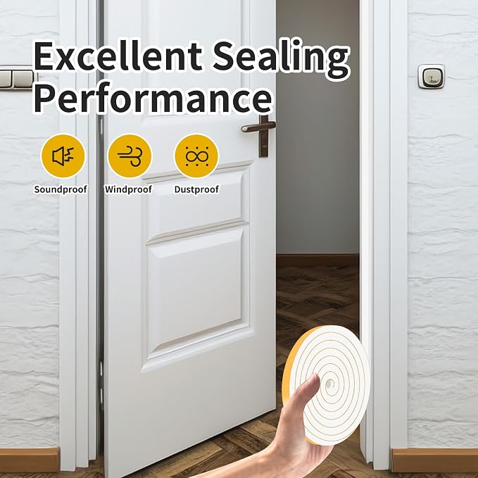 Weather Stripping, High Density CR, Strong Adhesive, 1/2 in x 3/8 in x 13Ft | - Image 5