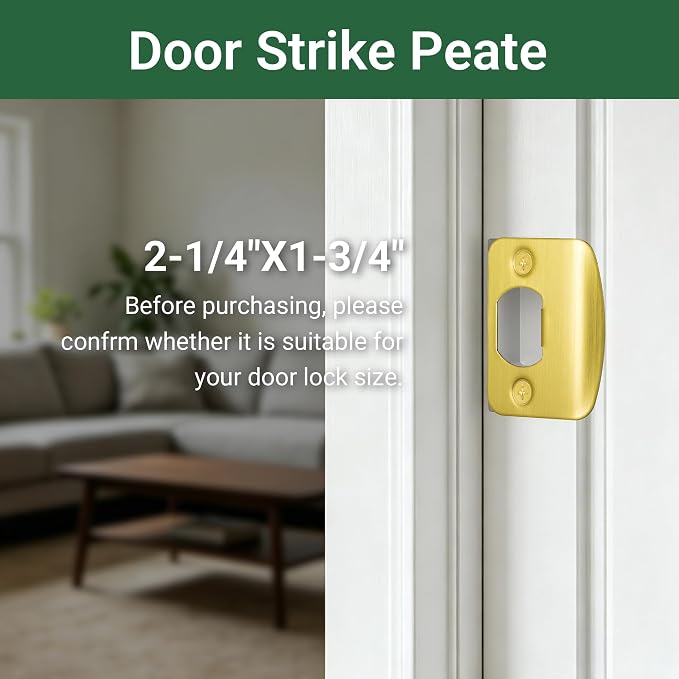 Door Strike Plate 2-1/4"x1-3/4", Universal Door Latch Plates Round Corner | - Image 6