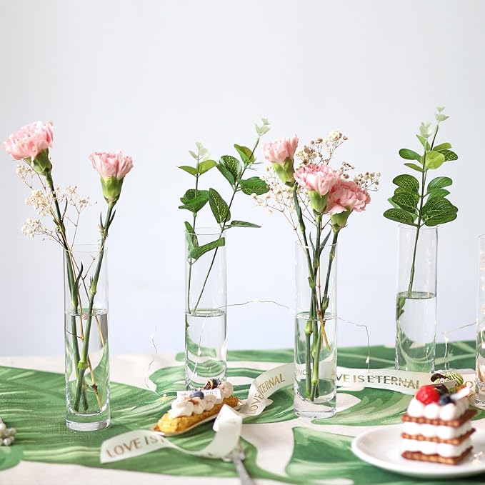 Glass Cylinder Bud Vases for Centerpieces, Handmade Slim Flower Vases Wedding - Image 6
