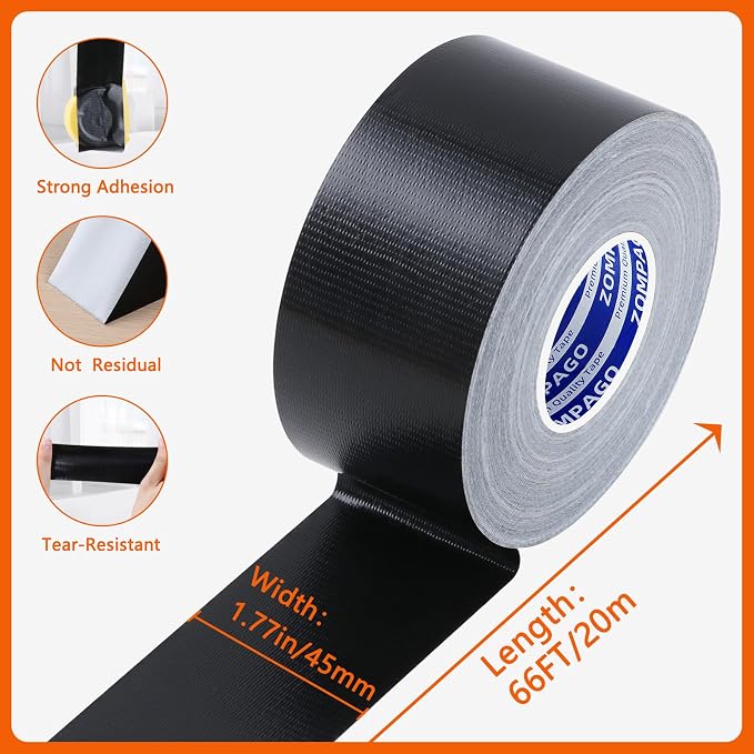 ZOMPAGO Weather Stripping Tape Door Window Seal Black Tape, 1.8in x 66 FT | - Image 2