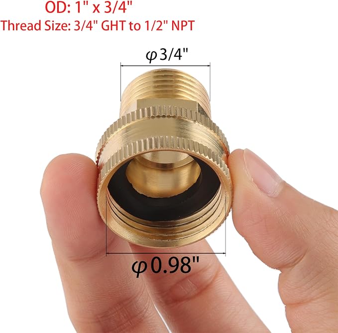 Garden Hose Adapter, 1/2" NPT Male X 3/4" GHT Female Connector | Dual Swivel - Image 3