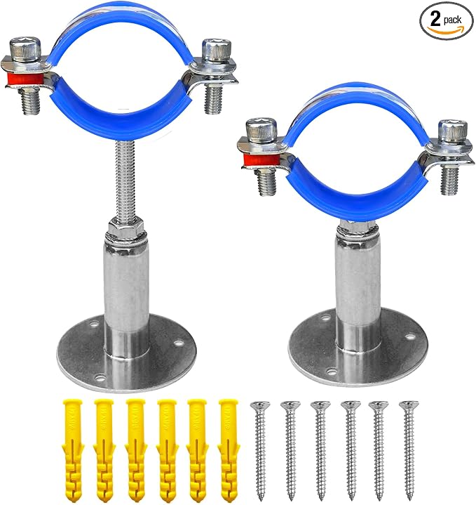 Wall Mount Ceiling Mount Pipe Supports, Adjustable Pipe Clamps by POTONZ