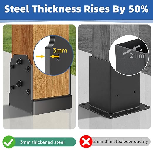 4x4 Post Base, Concealed Fastener Concrete Post Anchor, Elevated Post Base | - Image 7