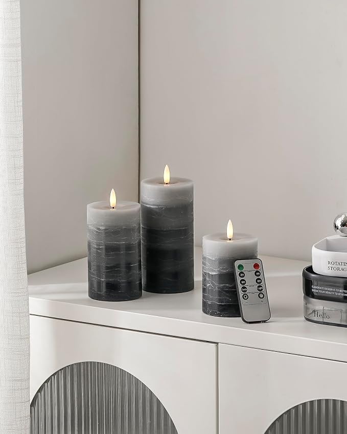 Stmarry Distressed Gradient Gray Flameless Candles - Image 8