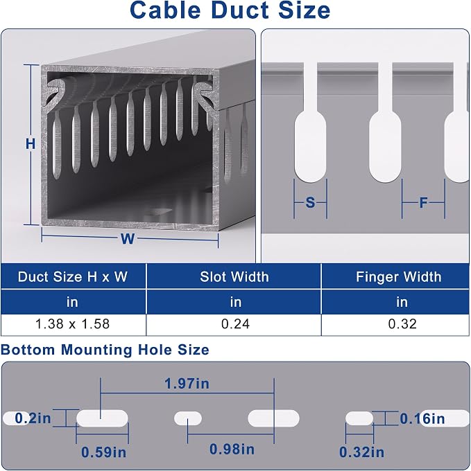 1.4"H x 1.6"W Cable Raceway, 99in Under Desk Wire Management Channel, 16.5in - Image 2