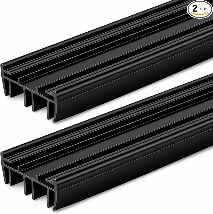Pushglossy 2 Pcs 36" Kerf Door Sweep Slide on Black | 1-3/4" Wide Vinyl Seal by Pushglossy