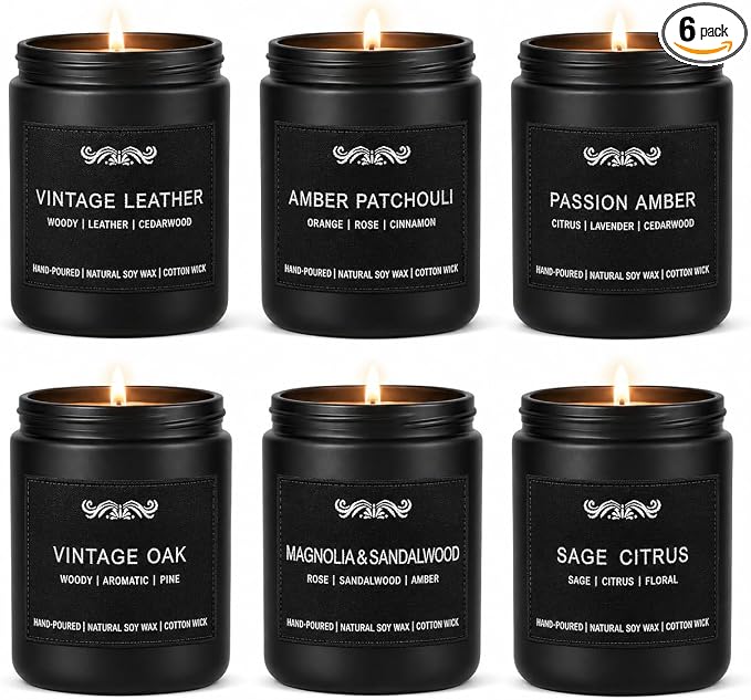 6 Pack Candles for Home Scented Aromatherapy Candles Gifts Set for Mens by JXDLSQCandlesGiftsSets