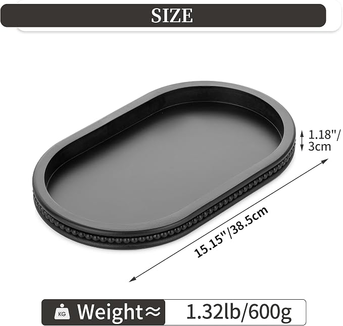 Hanobe Black Decorative Trays for Living Room Coffee Table, Beaded Edge | 15" - Image 9