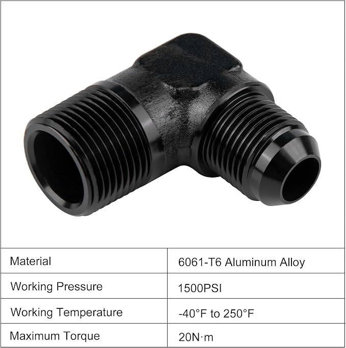 EVIL ENERGY 10AN to 3/4" NPT Male 90 Degree Fitting Adapter Aluminum 2PCS - Image 3