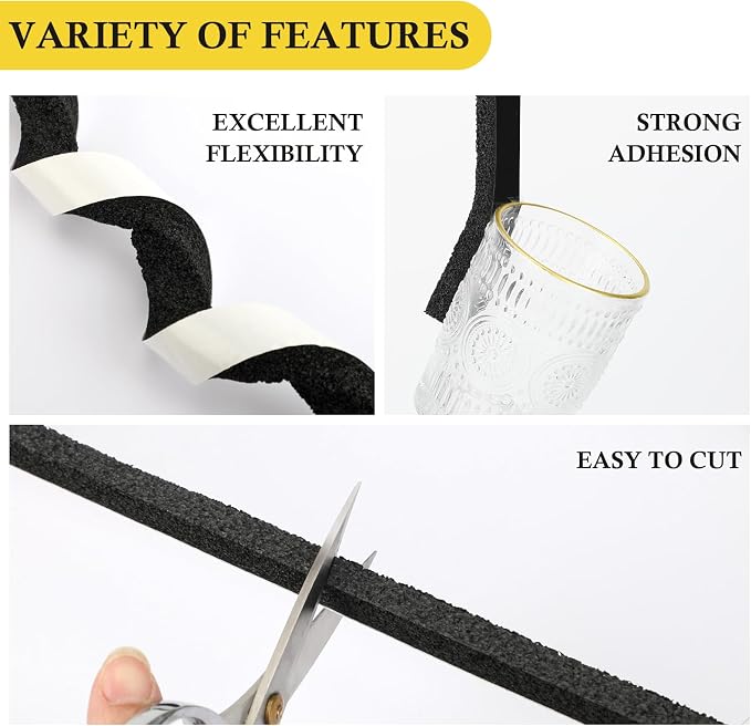 fowong AC Window Seal Foam Tape, 4 Rolls | High Resilience Adhesive Foam - Image 4