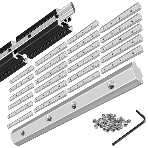 24pcs 2020 Straight Connector Joint Plate Corner Bracket Silver | 2020 Hardware by SeekLiny