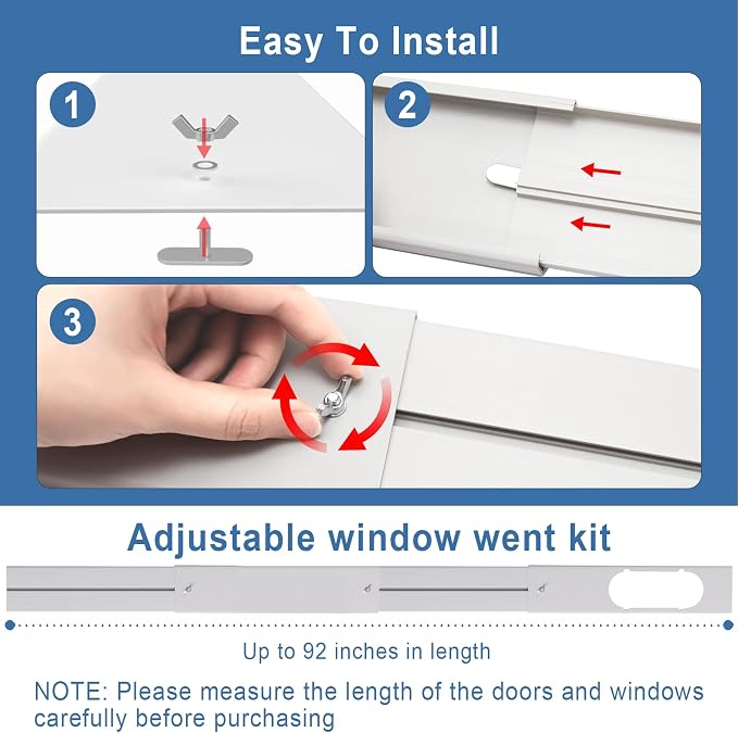Portable AC Window Vent Kit, Adjustable Vertical/Horizontal Sliding Window Kit - Image 5