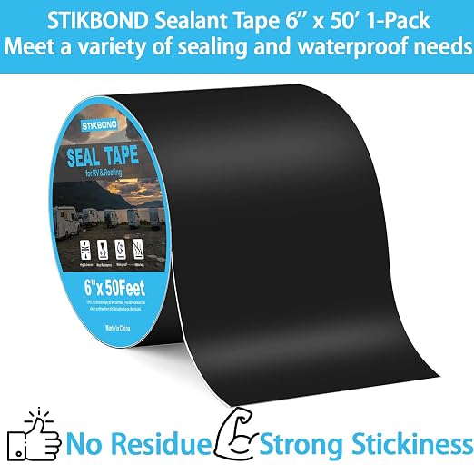 6" x 50Ft 1-Pack Black RV Sealant Tape, Waterproof Commercial Roof Tape - Image 5