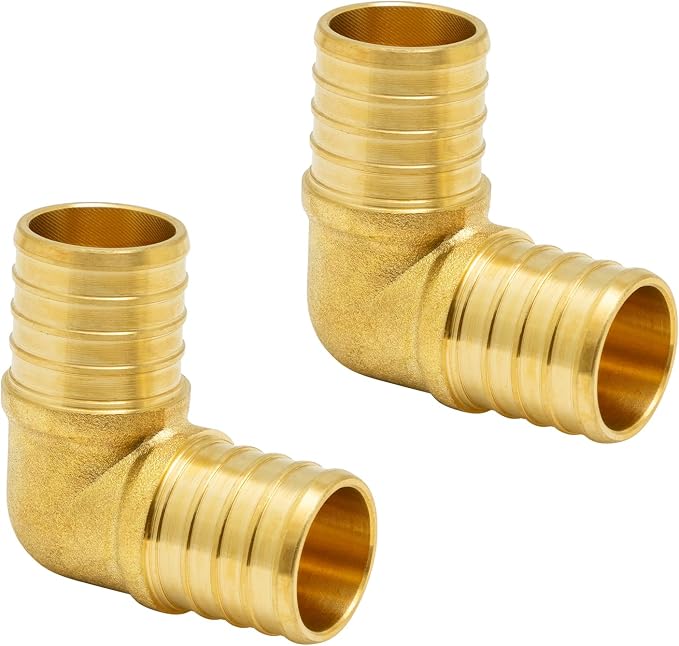 2-Pack 1 Inch PEX 90 Degree Elbow, PEX Fittings 1 Inch | Brass by SUNGATOR