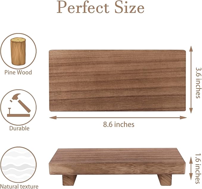 Wood Bathroom Tray Farmhouse Decor Kitchen Soap Holder, 8.7"x3.6" Brown | - Image 4