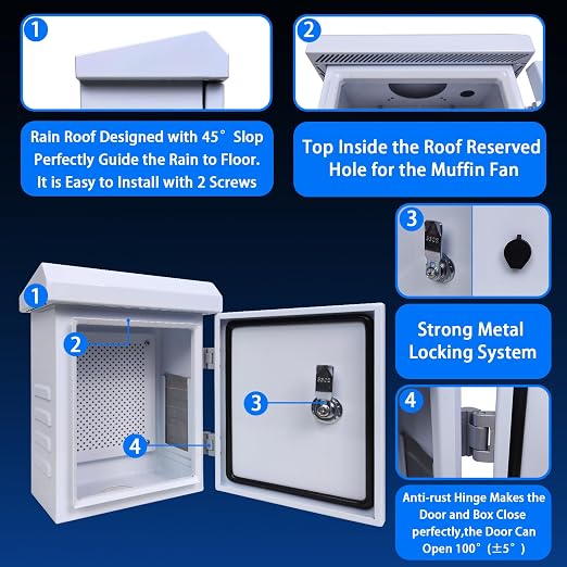 Outdoor Nema Electrical Enclosure Box9 x12 x6 Removable Mount Plate&FanVent | - Image 4