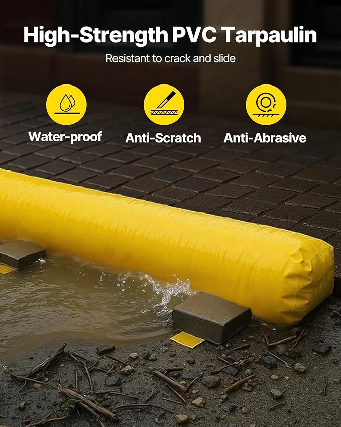 VEVOR Flood Barrier Hydro Bag 12 ft Length x 12 in Height Water Diversion | - Image 3
