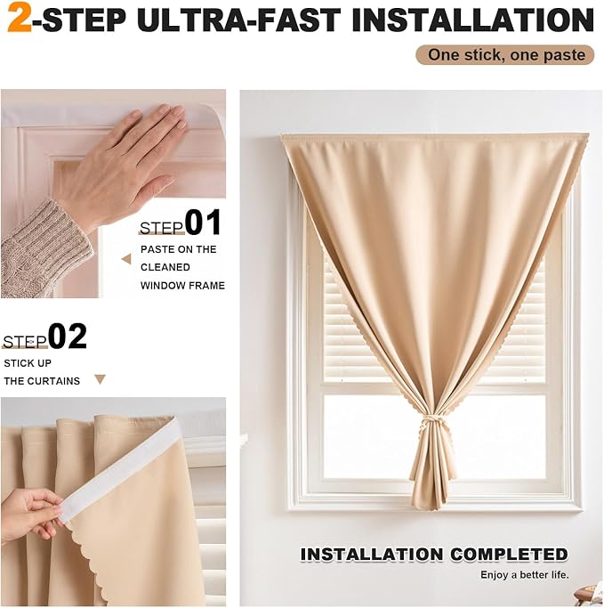 Self Adhesive Curtains, No Drilling Curtains, Easy Installation - Image 2