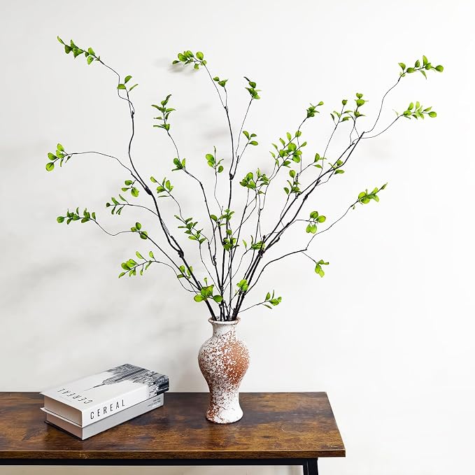 4 Pcs Artificial Ficus Branches Faux Eucalyptus Stems, 47.2 Inch Fake Greenery - Image 5