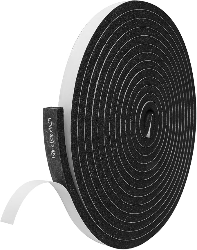 Storystore Self Adhesive Foam Weather Stripping, 1/2"x1/4"x16.5FT Door Seal | by Storystore