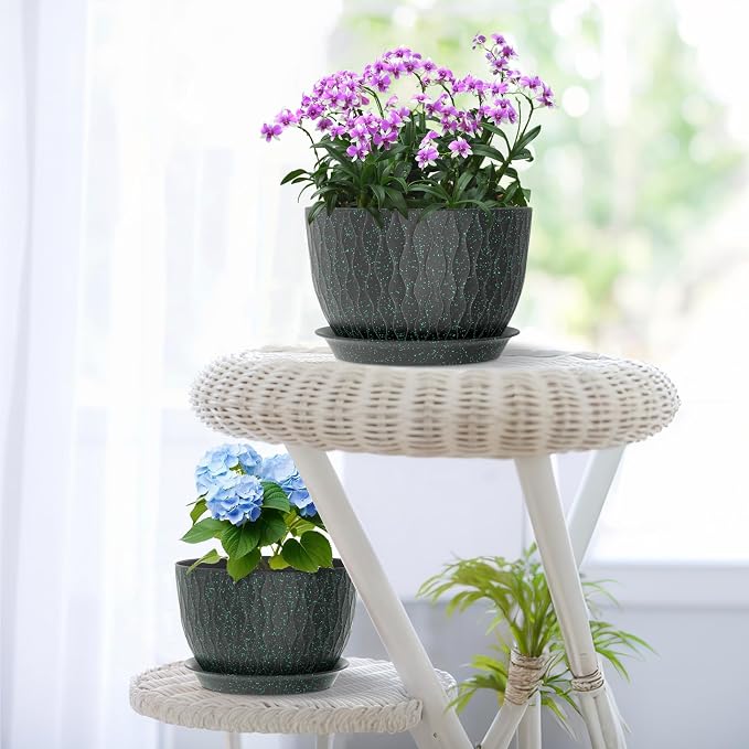 Meowell 12/10/9 inch Large Plant Pots, 3 Pack Wide Flower Pots - Image 7