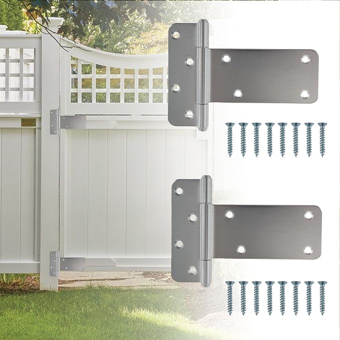 2 Pack 6” Door Hinges, 280 Lbs Capacity Heavy Duty Gate Hinges | T Gate Hinges - Image 6