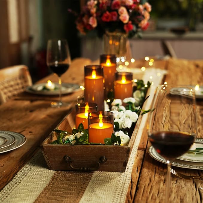 Homemory Gray Flickering Flameless Candles, Battery Operated Acrylic LED Pillar - Image 6