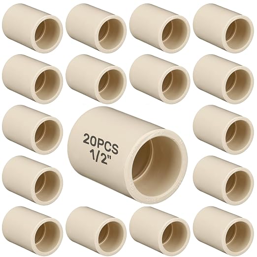 20 Pcs 1/2 Inch CPVC Pipe Coupling PVC Fittings Slip to Slip Socket Adapter by Sasylvia