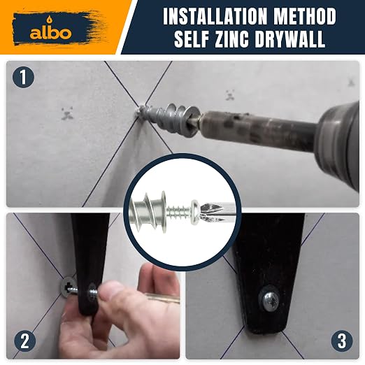 ALBO #6 Zinc Self-Drilling Drywall Anchors - Image 3