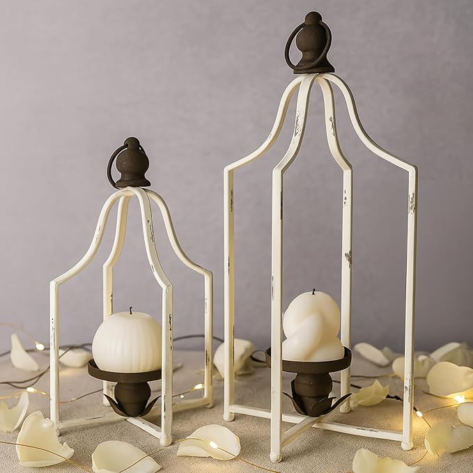 12.5" & 16.5" Timeless Cozy Decorative Lanterns Set of 2, Handcrafted Metal - Image 2