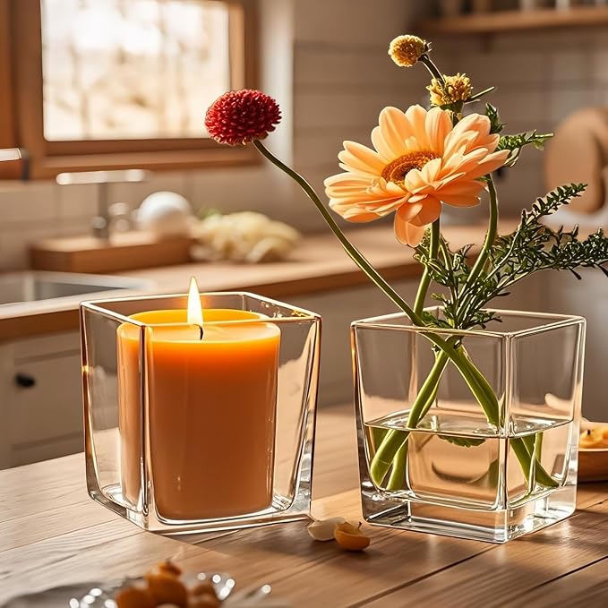 CONNOO 6 Pack 5" x 5" x 5" Clear Square Glass Vase - Image 6