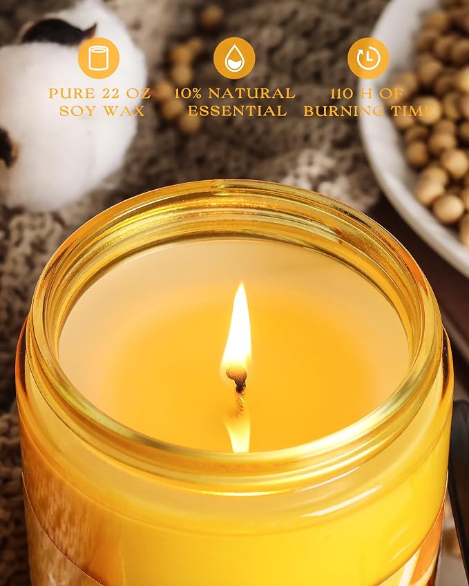 AOOVOO Citrus Lemon Odor Eliminating Candle - 22oz Soy Candles - Image 3