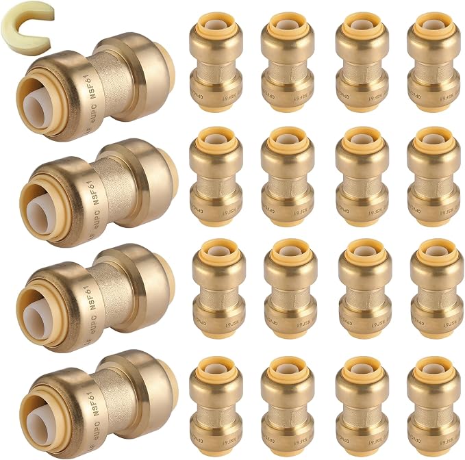 20PC HeSun Pushfit Coupling, 3/4"x3/4" Push to Connect Plumbing Fittings | by HeSun