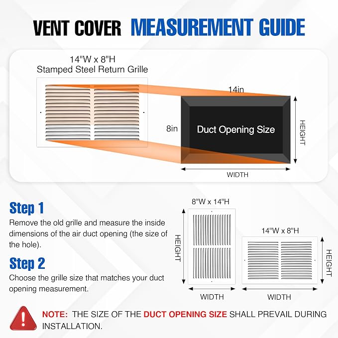 Fancat 14x8 Duct Opening | Steel Return Air Grille | Vent Cover Grill - Image 2