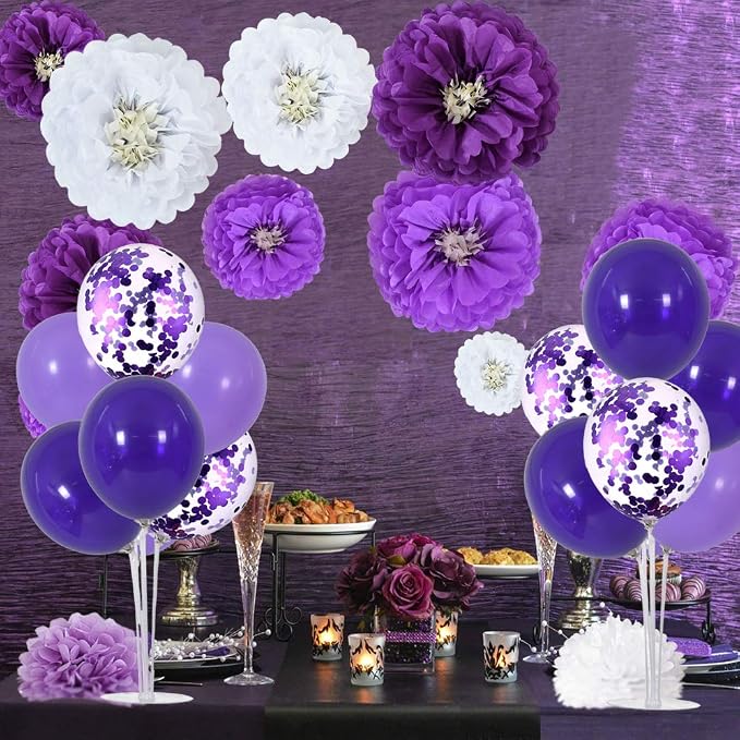 TONIFUL 4 Set Purple Balloon Stand Balloon Centerpiece - Image 4